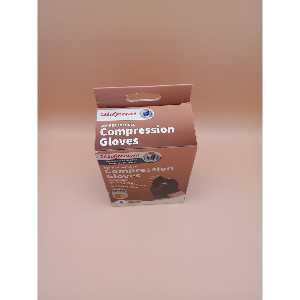Walgreens Copper Infused Compression Gloves S/M Arthritis Pain Relief BLK 1 Pair - Picture 4 of 5